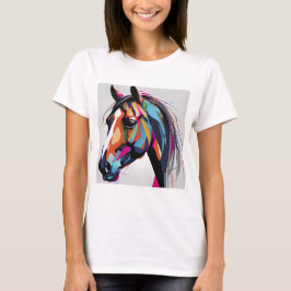 抽象芸術馬術馬ムスタンポニーブロンコ子馬 Tシャツ