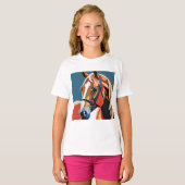 抽象芸術馬術馬ムスタンポニーブロンコ子馬 Tシャツ (正面フル)