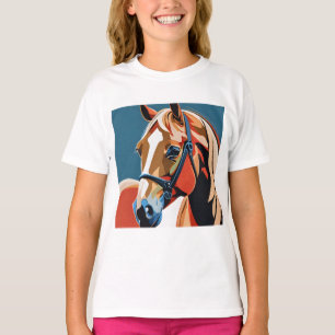 抽象芸術馬術馬ムスタンポニーブロンコ子馬 Tシャツ
