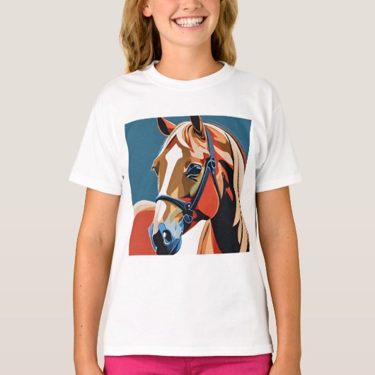 抽象芸術馬術馬ムスタンポニーブロンコ子馬 Tシャツ (正面)