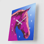 抽象芸術馬頭動物芸術 スクエア壁時計 (傾斜)