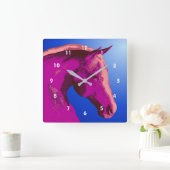 抽象芸術馬頭動物芸術 スクエア壁時計 (ホーム)