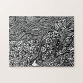 抽象芸術馬顔花オリジナルインクアート ジグソーパズル (横)