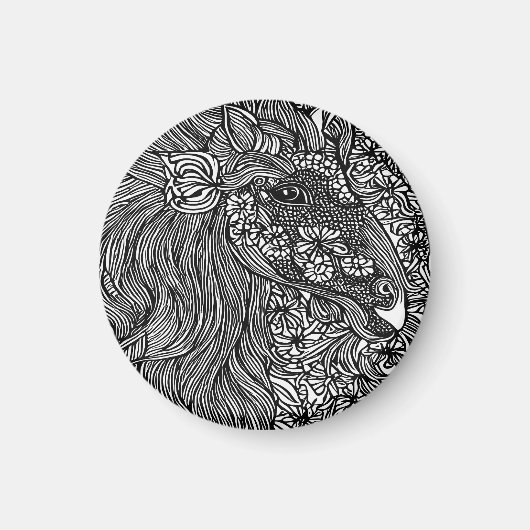 抽象芸術馬顔花オリジナルインクアート マグネット (正面)