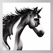 抽象芸術馬 |白黒 ポスター (正面)