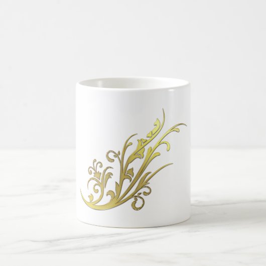 抽象芸術高級フェイク金ゴールド花 コーヒーマグカップ (中央)