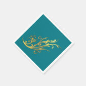 抽象芸術高級フェイク金ゴールド花 スタンダードカクテルナプキン (角)