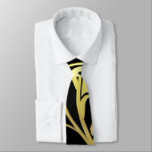 抽象芸術高級フェイク金ゴールド花 ネクタイ (タイ)