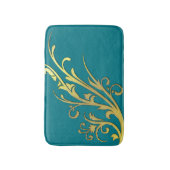 抽象芸術高級フェイク金ゴールド花 バスマット (正面縦)