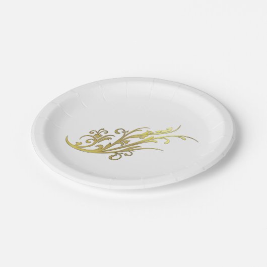 抽象芸術高級フェイク金ゴールド花 ペーパープレート (アングル)