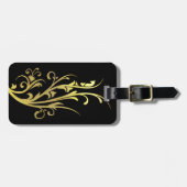 抽象芸術高級フェイク金ゴールド花 ラゲッジタグ (正面横)