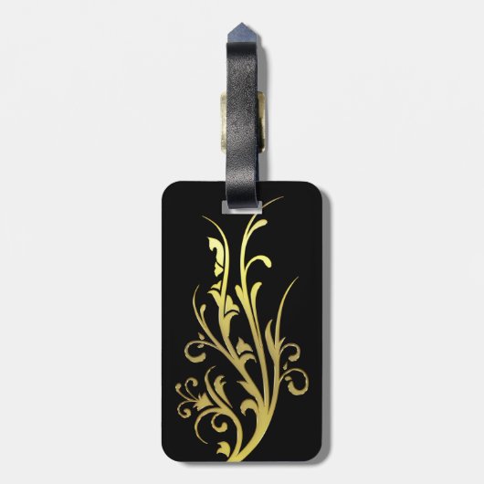 抽象芸術高級フェイク金ゴールド花 ラゲッジタグ (裏面縦)