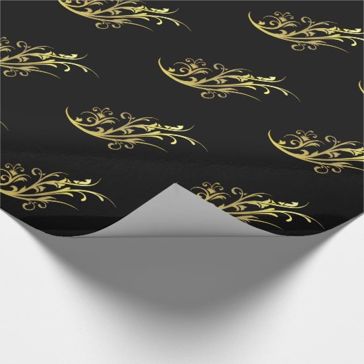 抽象芸術高級フェイク金ゴールド花 ラッピングペーパー (角)