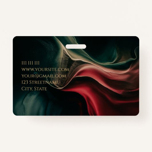 抽象芸術高級ブラックレッドグリーン金ゴールドエレガントグラム バッジ (裏面)