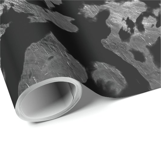 抽象芸術魔法 – シルバーブラック ラッピングペーパー (ロールコーナー)