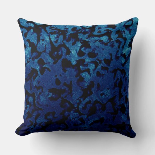 抽象芸術魔法 – ネイビーブルーグランジブラック クッション (正面)