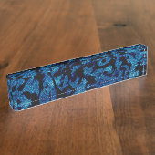 抽象芸術魔法-ネイビーブルーブグランジラック デスクネームプレート (側面)