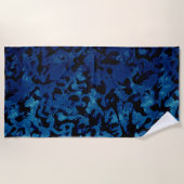 抽象芸術魔法-ネイビーブルーブグランジラック ビーチタオル (正面)