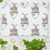 抽象芸術魚の柄 キッチンタオル (折り畳み)