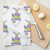 抽象芸術魚の柄 キッチンタオル (四つ折り)