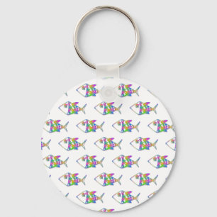 抽象芸術魚の柄 キーホルダー