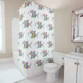 抽象芸術魚の柄 シャワーカーテン (インサイチュ)
