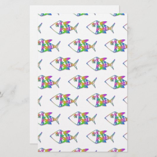 抽象芸術魚の柄 便箋 (正面/裏面)