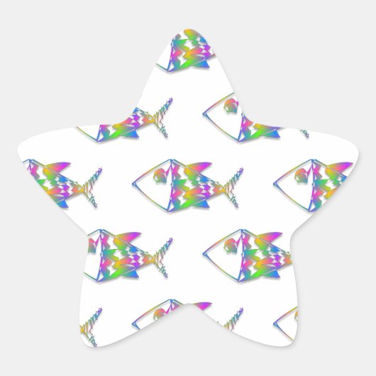 抽象芸術魚の柄 星シール (正面)