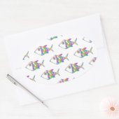 抽象芸術魚の柄 楕円形シール (封筒)