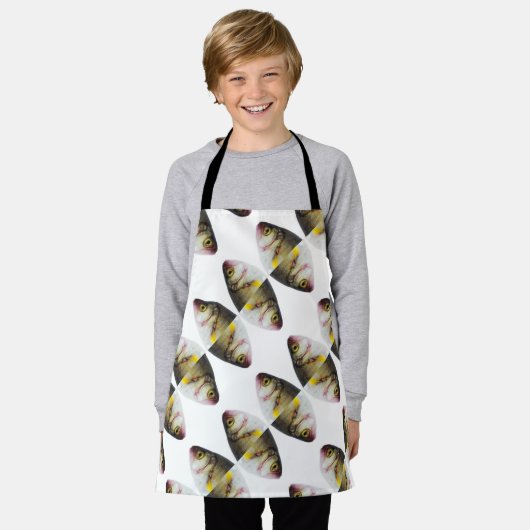 抽象芸術魚 エプロン (着用した状態)