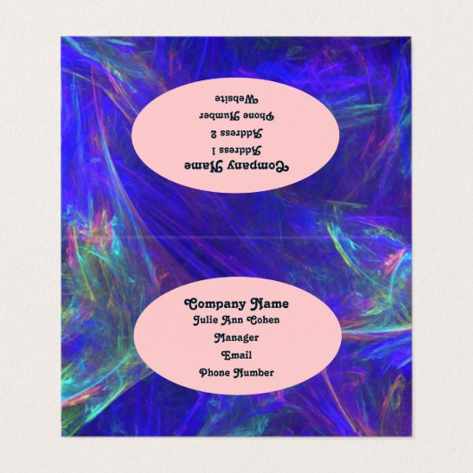 抽象芸術鮮やかが青いピンクの緑の霧を渦巻き 名刺 (外部フラット)