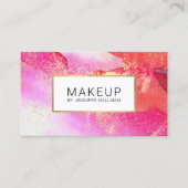 抽象芸術鮮やかなピンク色のフェイク金ゴールド 名刺 (正面)