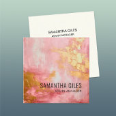 抽象芸術鮮やかなピンク色の金ゴールド絵を描 スクエア名刺
