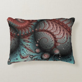 抽象芸術鮮やかなファンタジーフラクタルアートブラウンブルー アクセントクッション