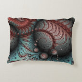 抽象芸術鮮やかなファンタジーフラクタルアートブラウンブルー アクセントクッション (裏面)