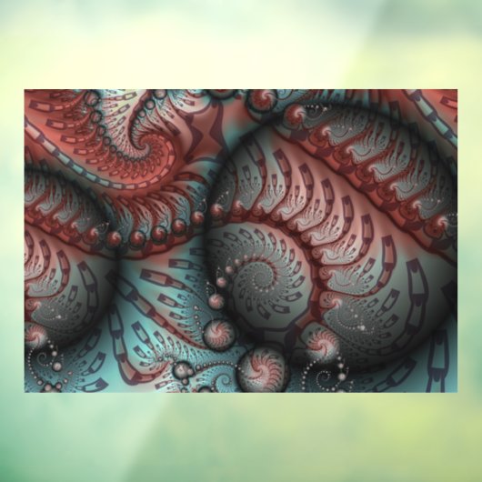 抽象芸術鮮やかなファンタジーフラクタルアートブラウンブルー ウィンドウサイン (シート3)