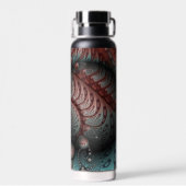 抽象芸術鮮やかなファンタジーフラクタルアートブラウンブルー ウォーターボトル (背面)