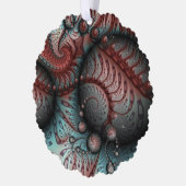 抽象芸術鮮やかなファンタジーフラクタルアートブラウンブルー オーナメントカード (左)