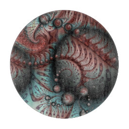 抽象芸術鮮やかなファンタジーフラクタルアートブラウンブルー カッティングボード