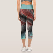 抽象芸術鮮やかなファンタジーフラクタルアートブラウンブルー カプリレギンス (裏面)