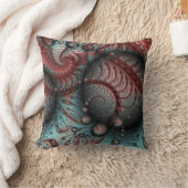 抽象芸術鮮やかなファンタジーフラクタルアートブラウンブルー クッション (ブランケット)