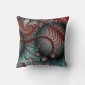 抽象芸術鮮やかなファンタジーフラクタルアートブラウンブルー クッション (裏面)