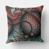 抽象芸術鮮やかなファンタジーフラクタルアートブラウンブルー クッション (裏面)