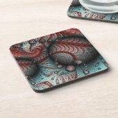 抽象芸術鮮やかなファンタジーフラクタルアートブラウンブルー コースター (左側)