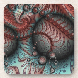 抽象芸術鮮やかなファンタジーフラクタルアートブラウンブルー コースター