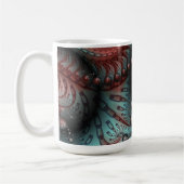 抽象芸術鮮やかなファンタジーフラクタルアートブラウンブルー コーヒーマグカップ (左)