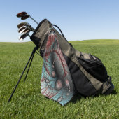 抽象芸術鮮やかなファンタジーフラクタルアートブラウンブルー ゴルフタオル (グリーン)