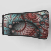 抽象芸術鮮やかなファンタジーフラクタルアートブラウンブルー ゴルフヘッドカバー (正面)