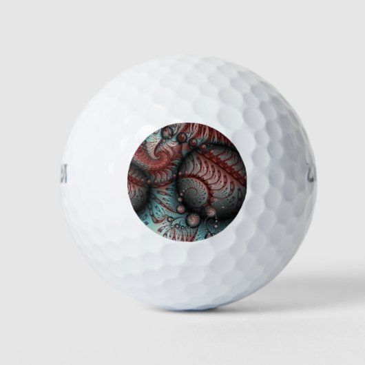 抽象芸術鮮やかなファンタジーフラクタルアートブラウンブルー ゴルフボール (正面)