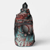 抽象芸術鮮やかなファンタジーフラクタルアートブラウンブルー スリングバッグ (正面)